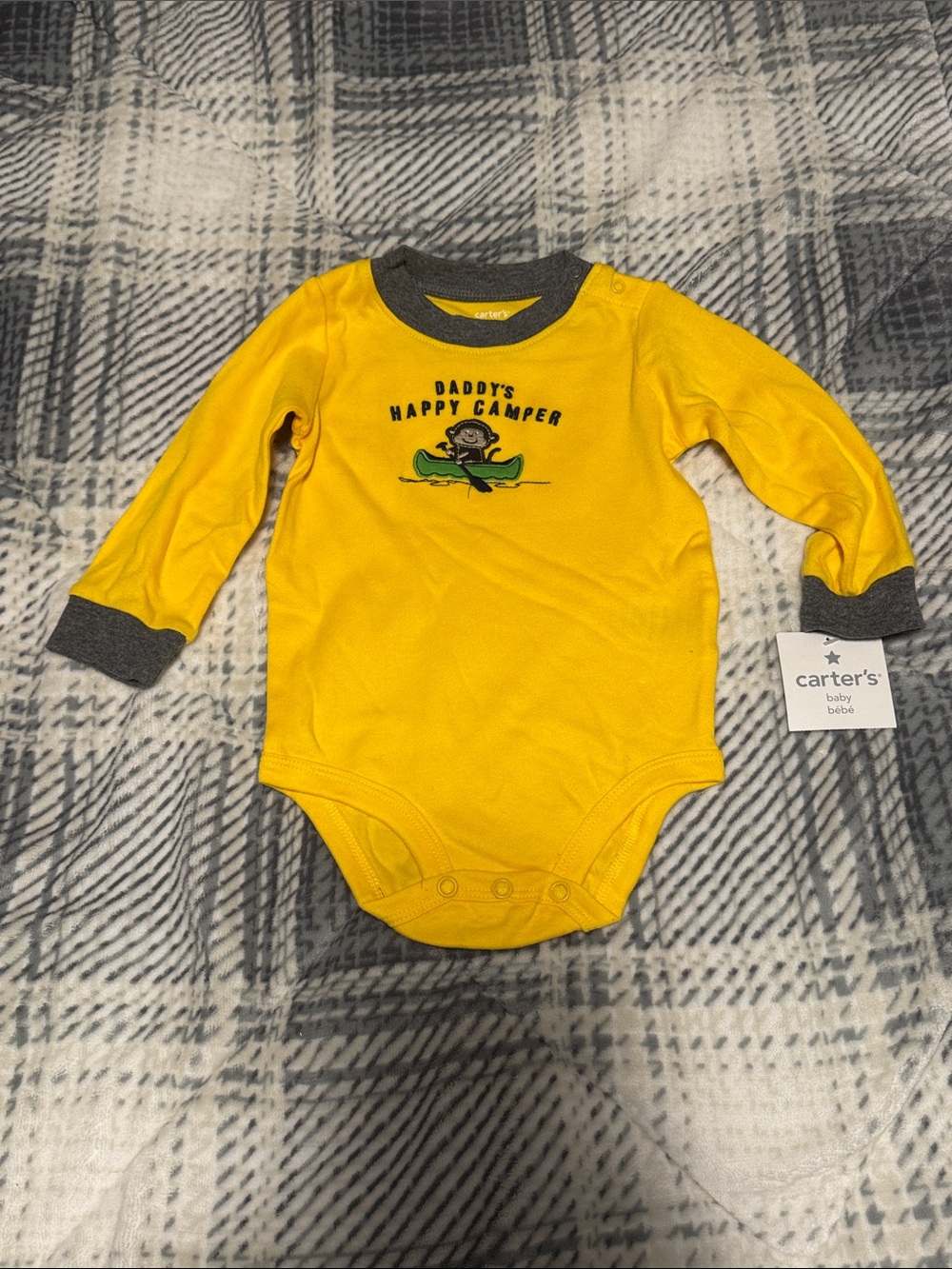 NWT Carter’s Yellow 'Daddy's Happy Camper' Baby One-Piece